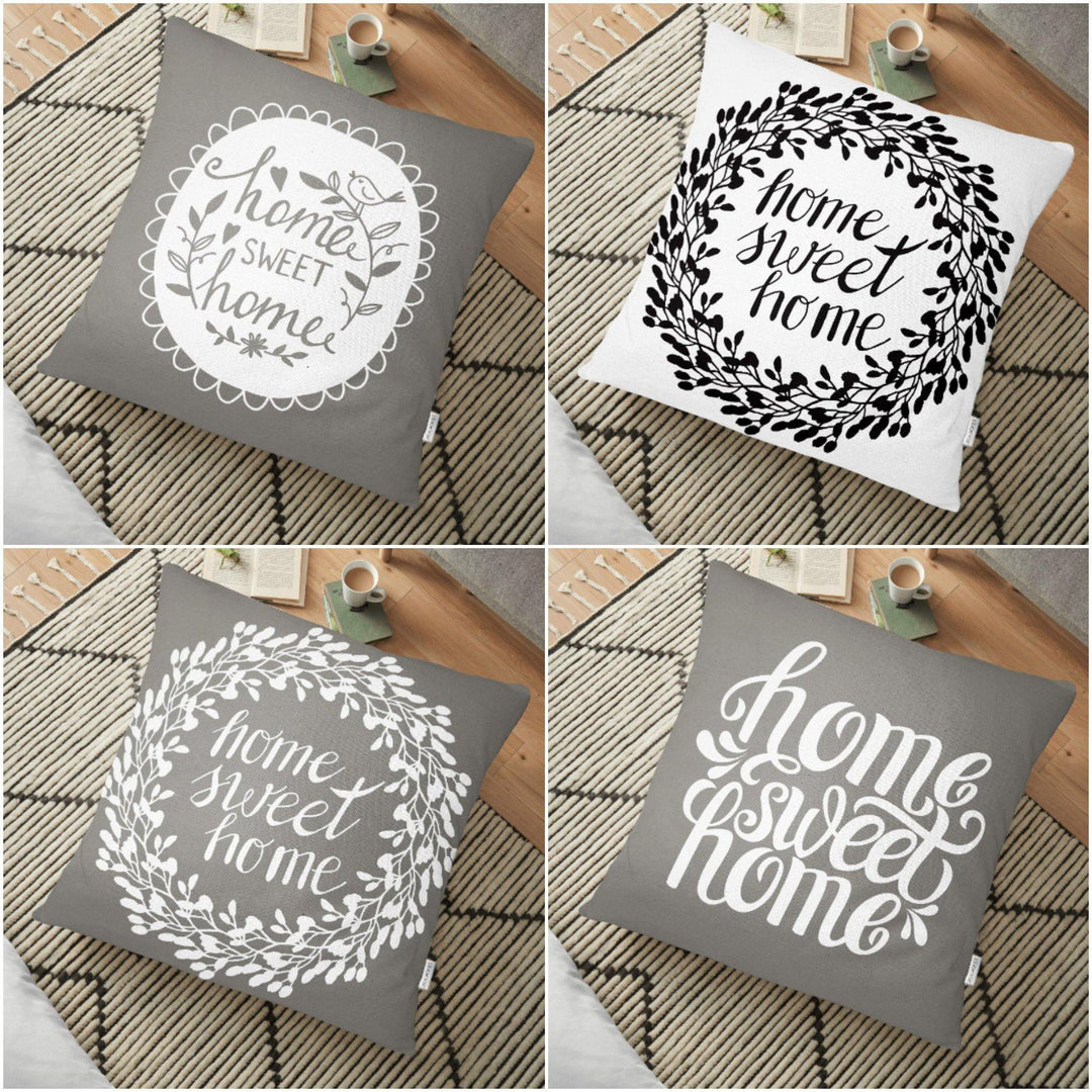 Home Sweet Home Floor Pillow Cover|Decorative Cushion Case|Rustic Home Decor|Housewarming Floor Pillow|Black White Sweet Home Pillow Case