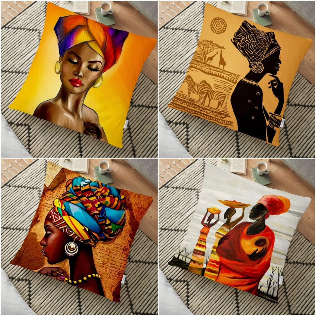 African Girl Floor Pillow Cover|African Design Cushion Case|Authentic Decor|Rustic Home Decor|Digital Print Floor Cushion|Decorative Case