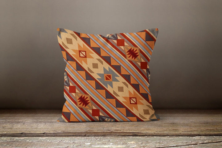 Rug Design Pillow Covers|Terracotta Southwestern Cushion Case|Decorative Pillow Case|Aztec Home Decor|Farmhouse Decor|Geometric Pillow Case