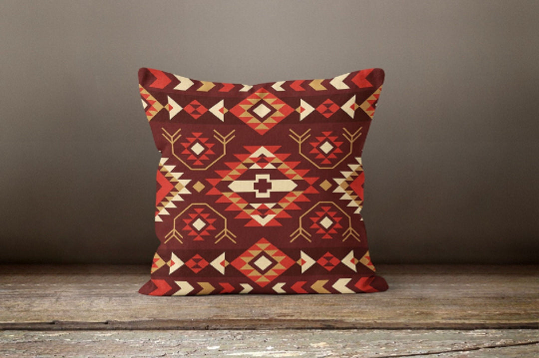 Rug Design Pillow Covers|Terracotta Southwestern Cushion Case|Decorative Pillow Case|Aztec Home Decor|Farmhouse Decor|Geometric Pillow Case