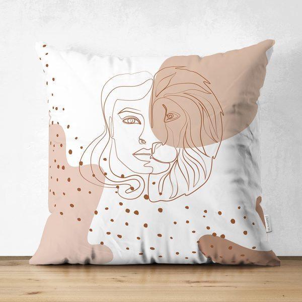 Abstract Pillow Cover|One Draw Lady Cushion Case|Decorative Modern Style Pillow|Woman Silhouette Pillow|Housewarming Modern Art Throw Pillow