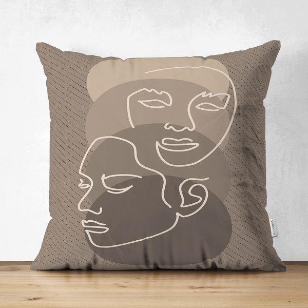 Abstract Pillow Cover|One Draw Lady Cushion Case|Decorative Modern Style Pillow|Woman Silhouette Pillow|Housewarming Modern Art Throw Pillow