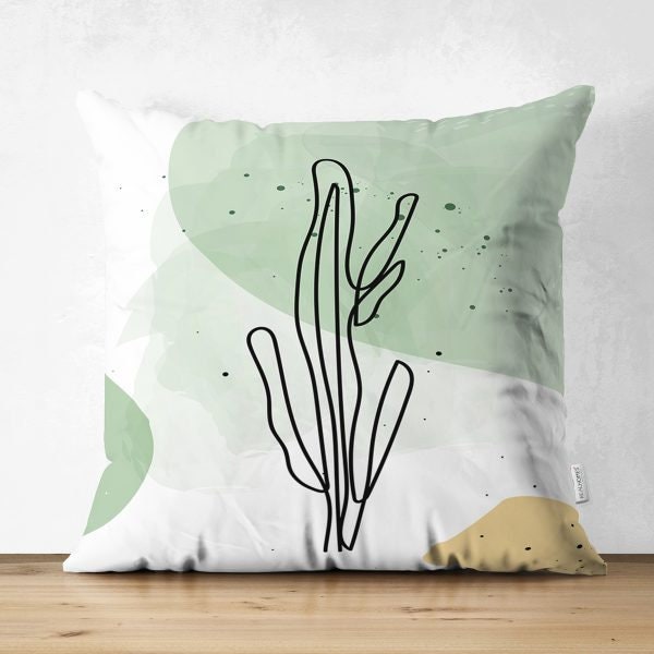 Abstract Pillow Cover|One Draw Suede Cushion Case|Decorative Modern Style Pillow|Leaves Silhouette Pillow|Housewarming Modern Art Pillow