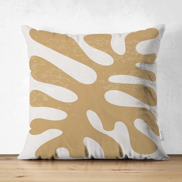 Abstract Pillow Cover|One Draw Suede Cushion Case|Decorative Modern Style Pillow|Leaves Silhouette Pillow|Housewarming Modern Art Pillow