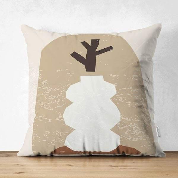 Abstract Pillow Cover|One Draw Suede Cushion Case|Decorative Modern Style Pillow|Round Stone Silhouette Pillow|Housewarming Modern Pillow