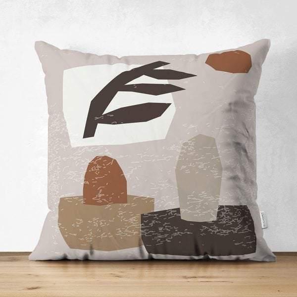 Abstract Pillow Cover|One Draw Suede Cushion Case|Decorative Modern Style Pillow|Round Stone Silhouette Pillow|Housewarming Modern Pillow