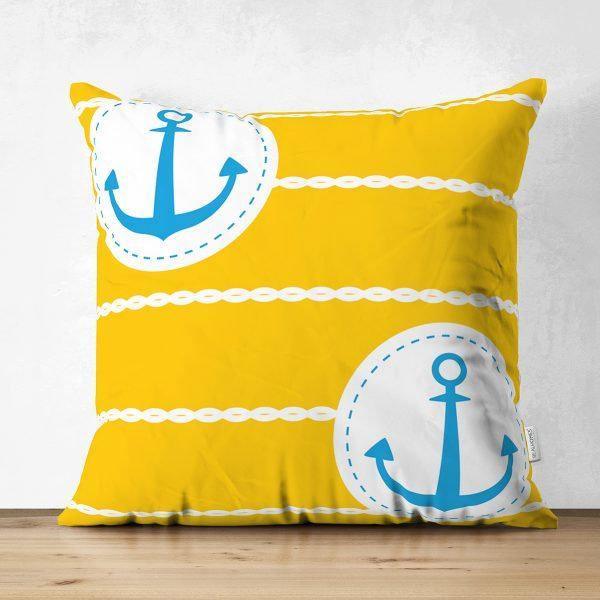 Nautical Pillow Cover|High Quality Suede Navy Anchor Cushion Case|Decorative Nautical Pillow|Summer Trend Pillow|Housewarming Anchor Designs