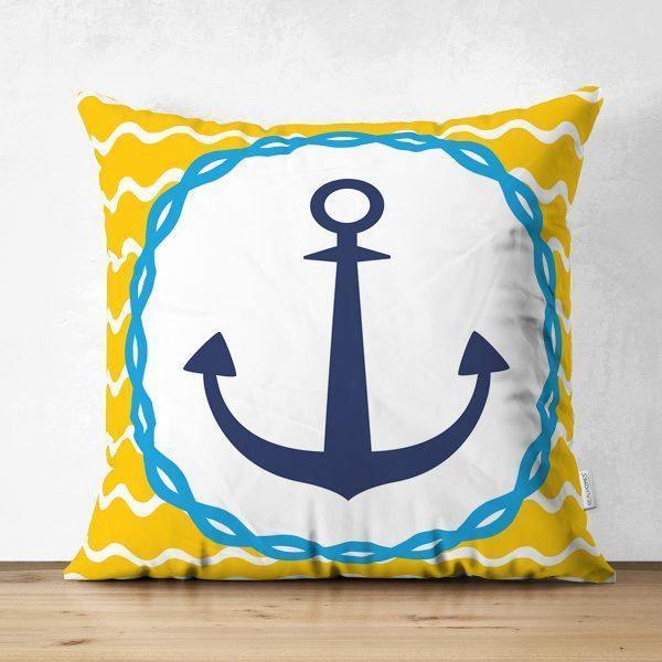 Nautical Pillow Cover|High Quality Suede Navy Anchor Cushion Case|Decorative Nautical Pillow|Summer Trend Pillow|Housewarming Anchor Designs