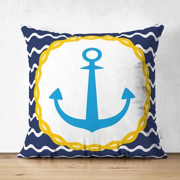 Nautical Pillow Cover|High Quality Suede Navy Anchor Cushion Case|Decorative Nautical Pillow|Summer Trend Pillow|Housewarming Anchor Designs