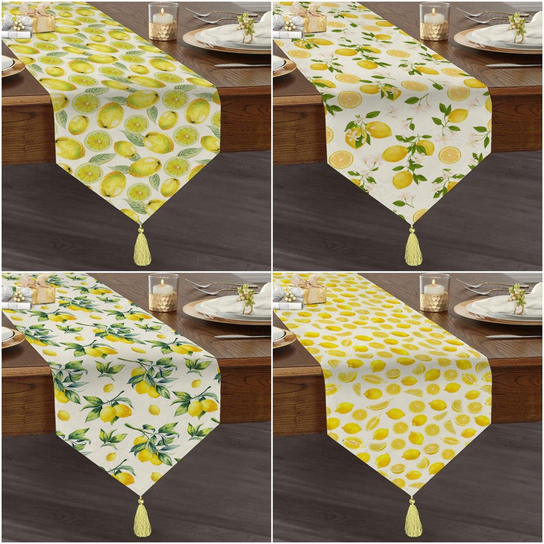 Lemon Table Runner|High Quality Triangle Chenille Lemon Table Runner| Cut Lemon Table Decor|Farmhouse Table|Fresh Home Decor|Tasseled Runner