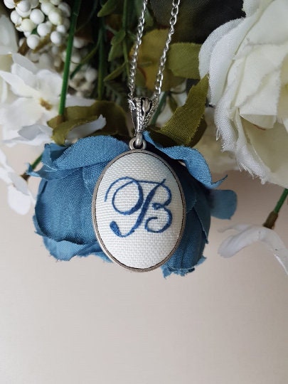 Personalized Embroidered Jewelry|Hand Stitched Baby Name Initial Pendant|Fabric Letter Baby Announcement Necklace|Birthday Gift For Mom,Teen