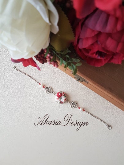 Floral Embroidered Necklace|Custom Personalized Embroidery Jewelry|Vintage Embroidered Pendant, Bracelet|Unique Jewelry gift|Wedding Gift