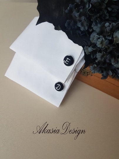 Personalized Embroidered Cufflinks|Unique Handmade Groomsmen Gift|Monogrammed Wedding Cufflinks Initial Letter for Groomsmen