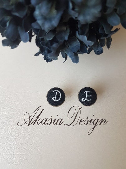 Personalized Embroidered Cufflinks|Unique Handmade Groomsmen Gift|Monogrammed Wedding Cufflinks Initial Letter for Groomsmen