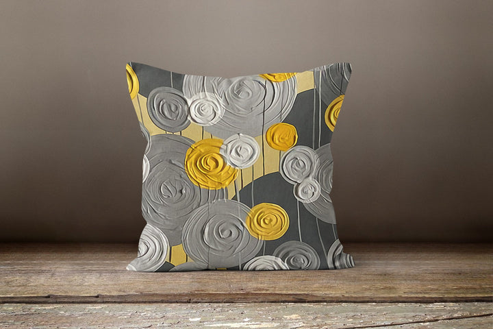 Yellow and Gray Pillow Cover|Abstract Pillow Case|Decorative Housewarming Cushion Case|Outdoor Honeycomb Pillow Top|Boho Bedding Home Decor