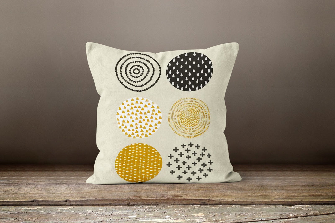 Yellow and Gray Pillow Cover|Abstract Pillow Case|Decorative Housewarming Cushion Case|Outdoor Honeycomb Pillow Top|Boho Bedding Home Decor