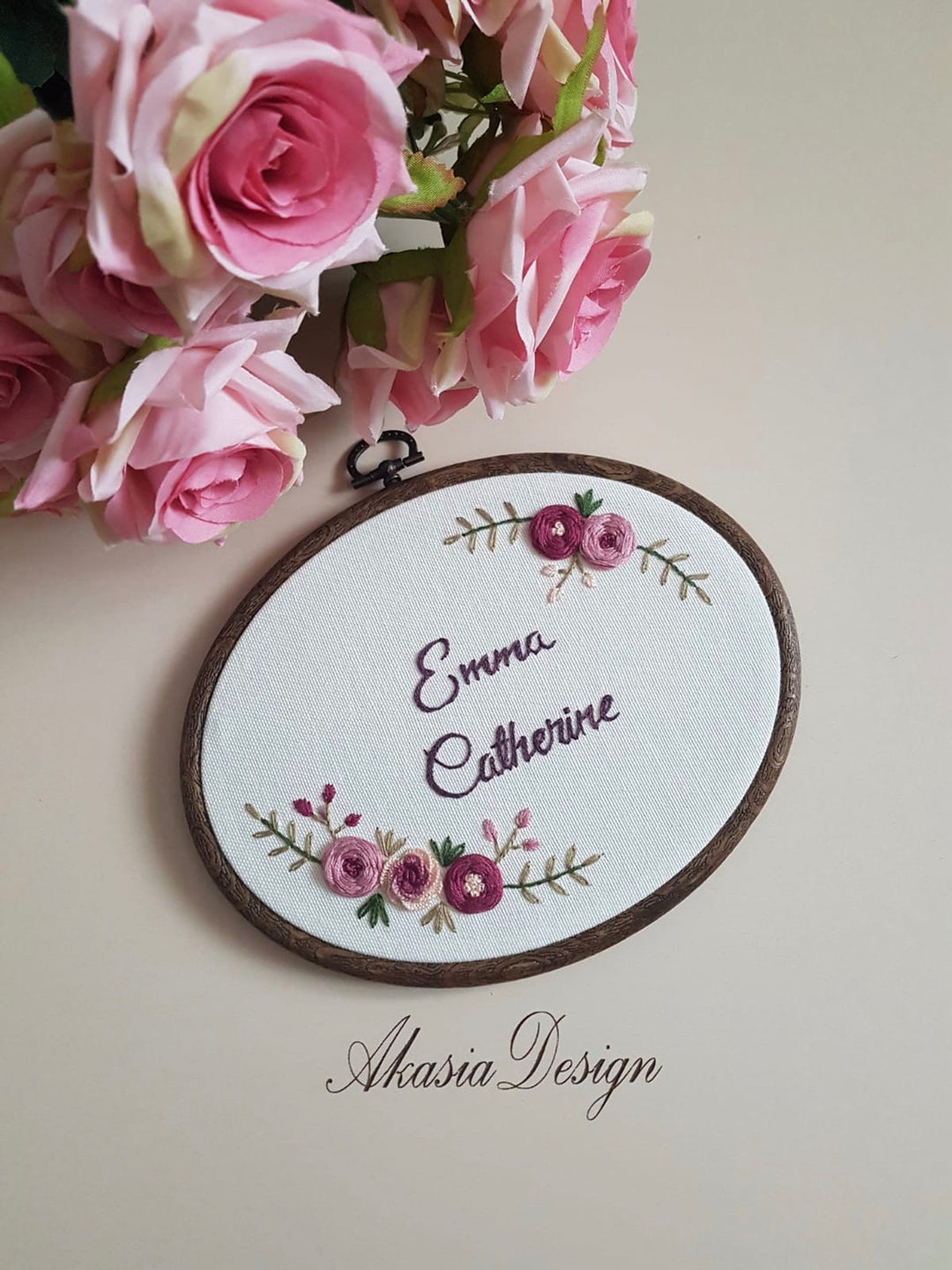 Custom Floral Embroidery Hoop|Personalized Name Embroidery|Baby Shower Embroidered Hoop Design|Floral New Mom Gift|Nursery Embroidery Hoop