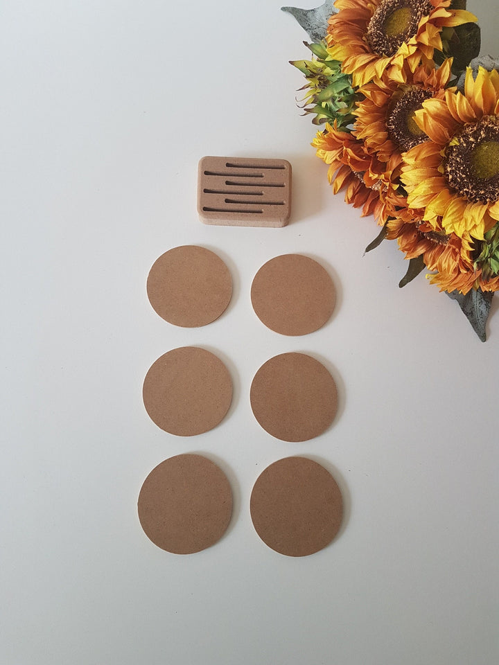 Set of 6 Unfinished Wooden Coasters in Box | Wooden Decor|Ready to Paint, Decoupage|Custom Unfinished Wood DIY Supply|Circle Coaster Gift