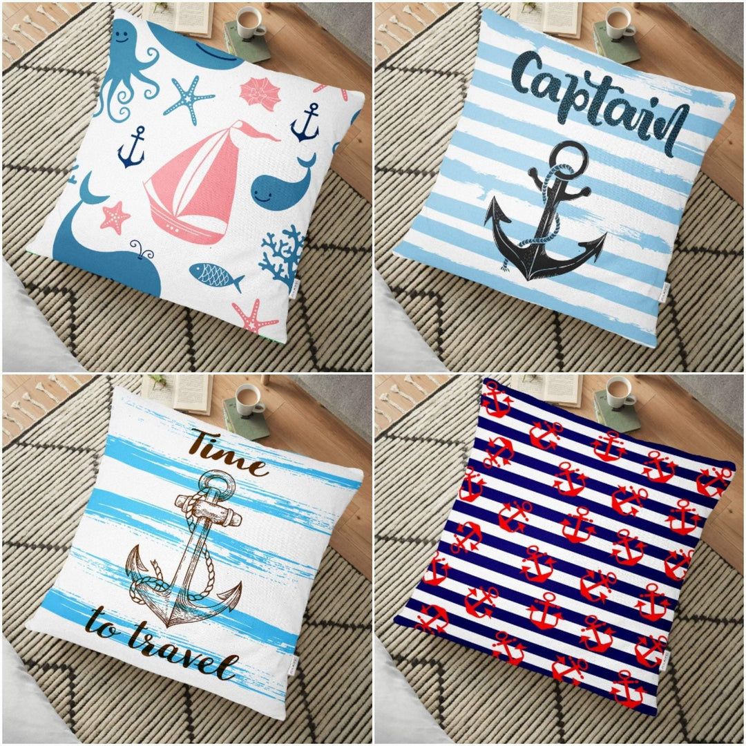 Nautical Floor Pillow Cover|Anchor Pillow Case|Floor Cushion Case|Decorative Nautical Cushions|Beach House Decor|Digital Print Floor Cushion