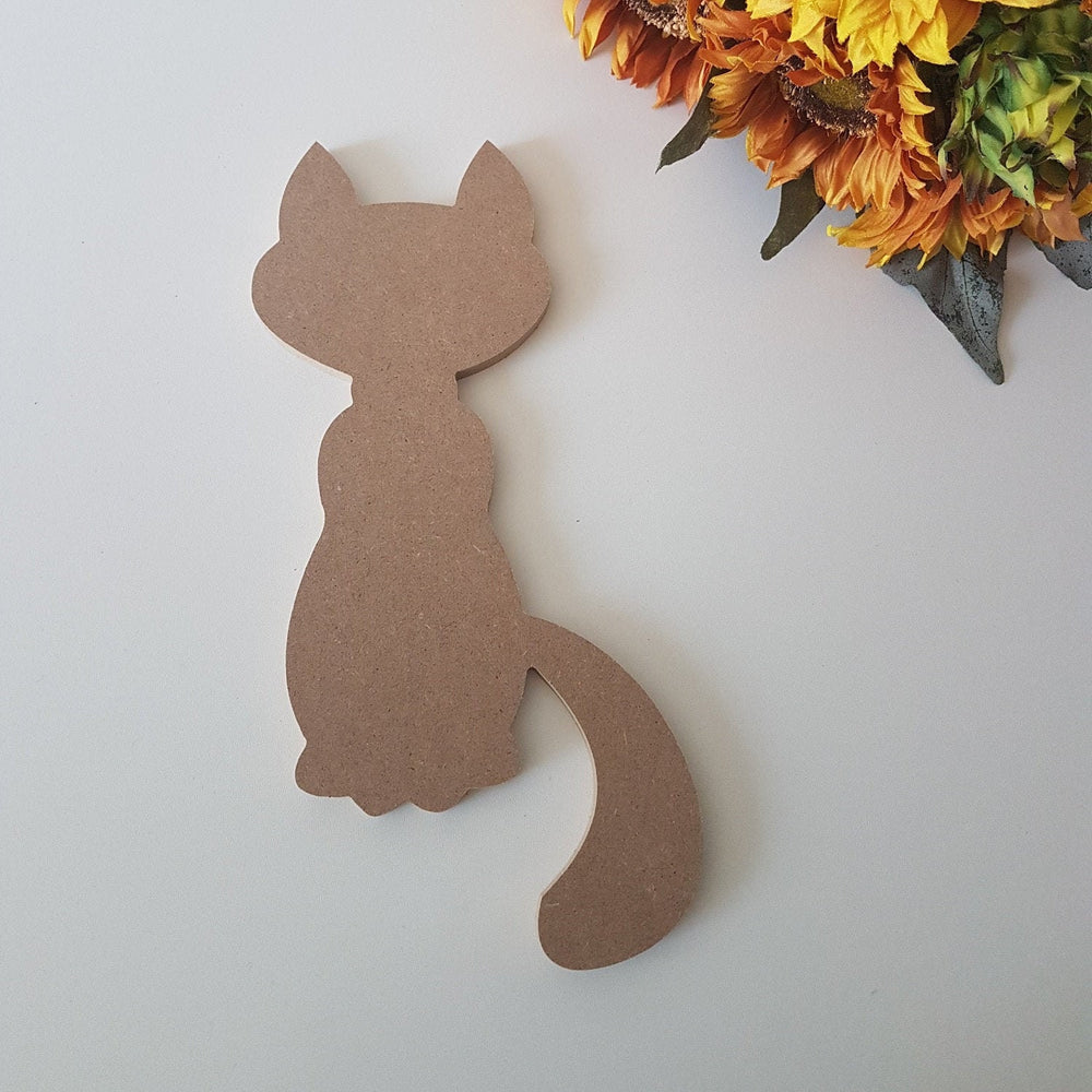 Unfinished Wooden Cat|Wooden Toy|Ready to Paint, Varnish|Custom Raw Wooden DIY Supply|Plain Wooden Tailed Cat|Cat Lover Gift|Cat Mom Gift