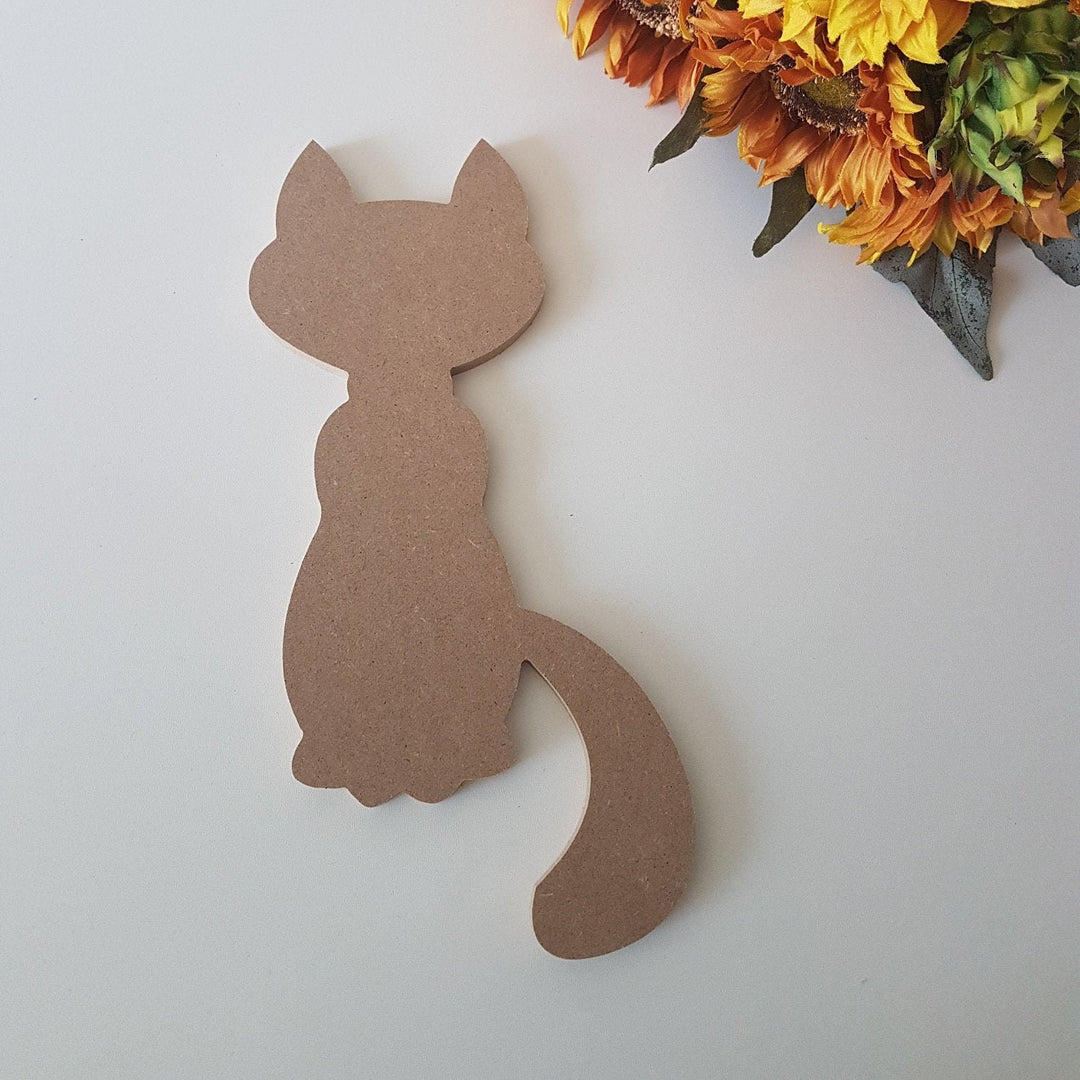 Unfinished Wooden Cat|Wooden Toy|Ready to Paint, Varnish|Custom Raw Wooden DIY Supply|Plain Wooden Tailed Cat|Cat Lover Gift|Cat Mom Gift