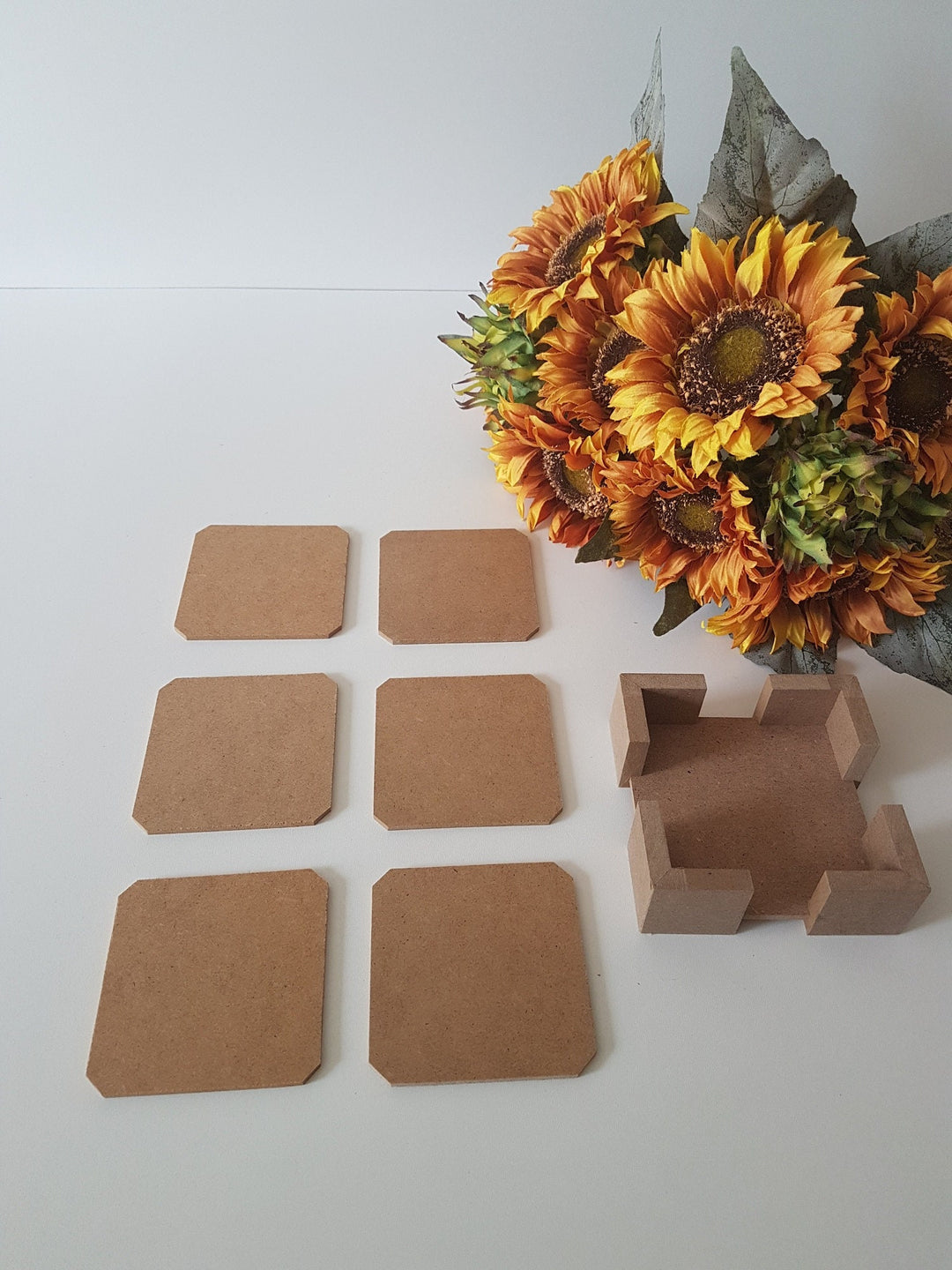 Set of 6 Unfinished Wooden Coasters in Box|Wooden Decor|Ready to Paint, Decoupage|Custom Unfinished Wood DIY Supply|Housewarming Gift