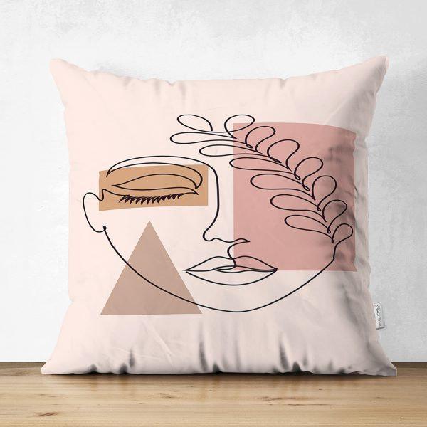 Abstract Pillow Cover|One Draw Lady Cushion Case|Decorative Modern Style Pillow|Woman Silhouette Pillow|Housewarming Modern Art Throw Pillow