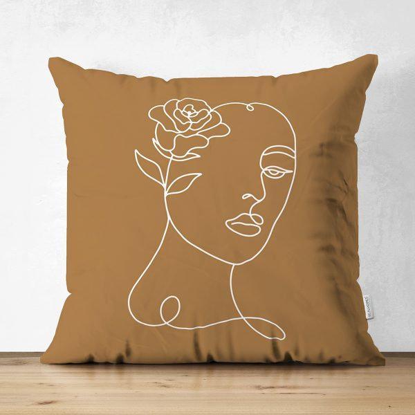 Abstract Pillow Cover|One Draw Lady Cushion Case|Decorative Modern Style Pillow|Woman Silhouette Pillow|Housewarming Modern Art Throw Pillow