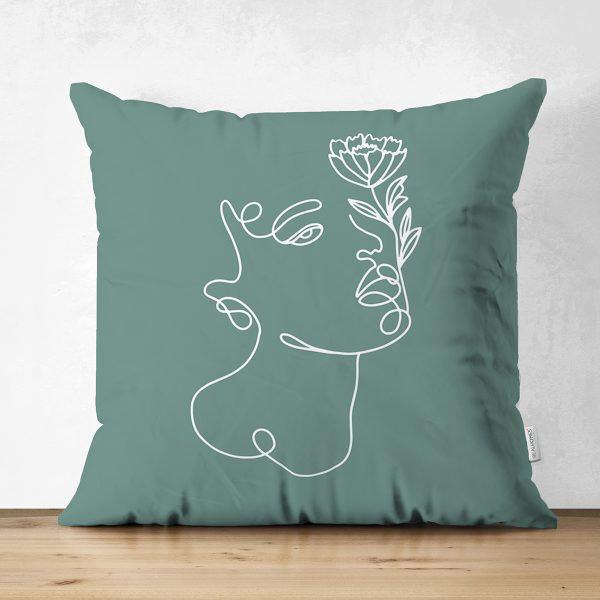 Abstract Pillow Cover|One Draw Lady Cushion Case|Decorative Modern Style Pillow|Woman Silhouette Pillow|Housewarming Modern Art Throw Pillow