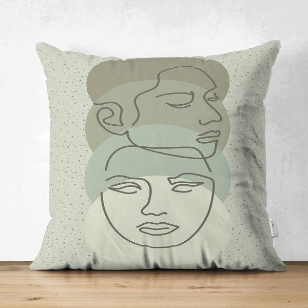 Abstract Pillow Cover|One Draw Lady Cushion Case|Decorative Modern Style Pillow|Woman Silhouette Pillow|Housewarming Modern Art Throw Pillow