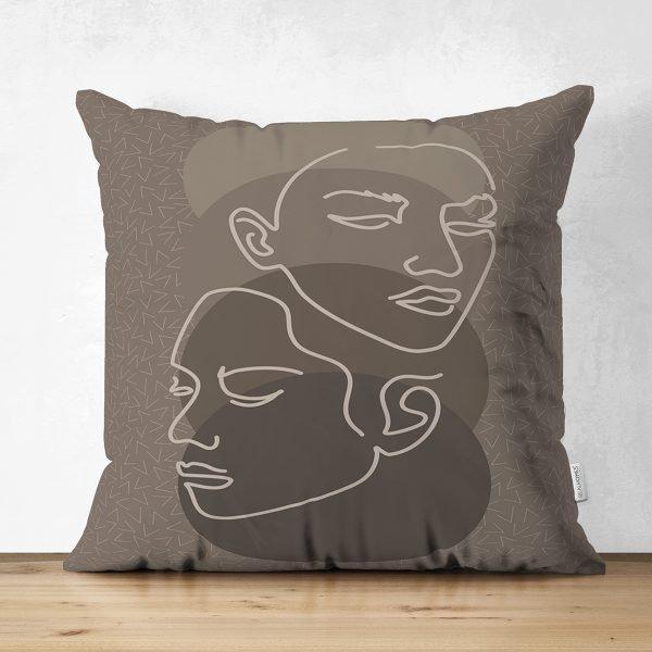 Abstract Pillow Cover|One Draw Lady Cushion Case|Decorative Modern Style Pillow|Woman Silhouette Pillow|Housewarming Modern Art Throw Pillow