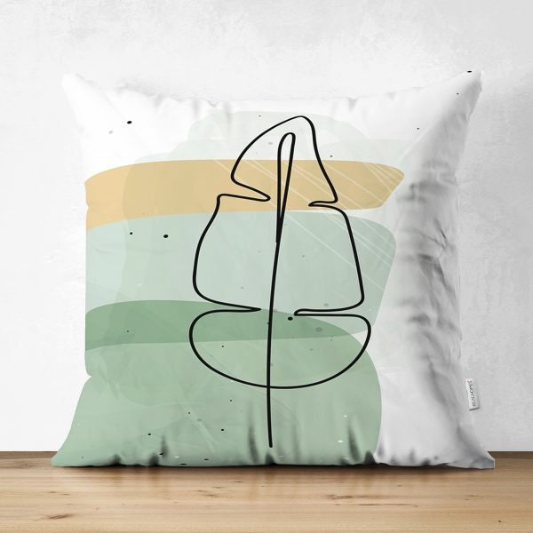 Abstract Pillow Cover|One Draw Suede Cushion Case|Decorative Modern Style Pillow|Leaves Silhouette Pillow|Housewarming Modern Art Pillow