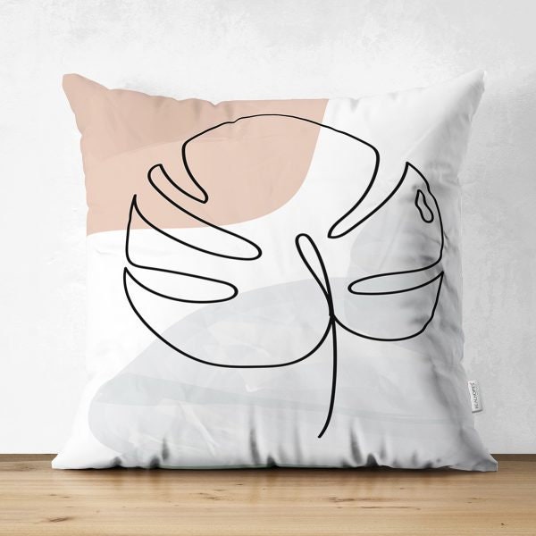 Abstract Pillow Cover|One Draw Suede Cushion Case|Decorative Modern Style Pillow|Leaves Silhouette Pillow|Housewarming Modern Art Pillow