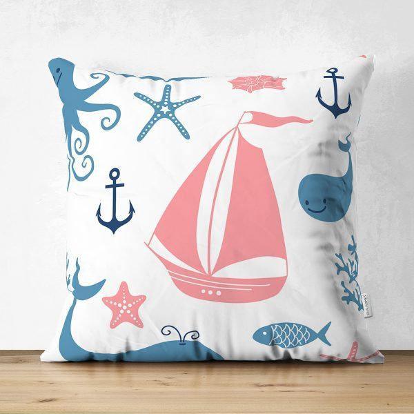 Nautical Pillow Cover|High Quality Suede Navy Anchor Cushion Case|Decorative Nautical Pillow|Summer Trend Pillow|Housewarming Anchor Designs