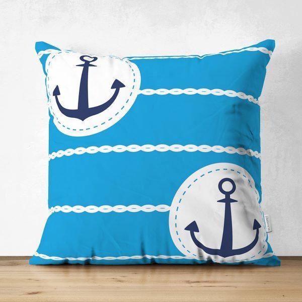 Nautical Pillow Cover|High Quality Suede Navy Anchor Cushion Case|Decorative Nautical Pillow|Summer Trend Pillow|Housewarming Anchor Designs