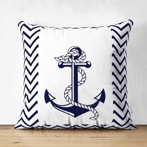 Nautical Pillow Cover|High Quality Suede Navy Anchor Cushion Case|Decorative Nautical Pillow|Summer Trend Pillow|Housewarming Anchor Designs