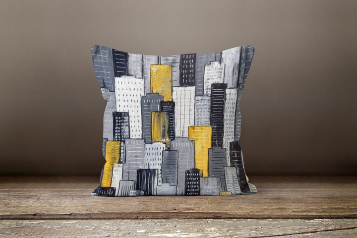 Yellow and Gray Pillow Cover|Abstract Pillow Case|Decorative Housewarming Cushion Case|Outdoor Honeycomb Pillow Top|Boho Bedding Home Decor