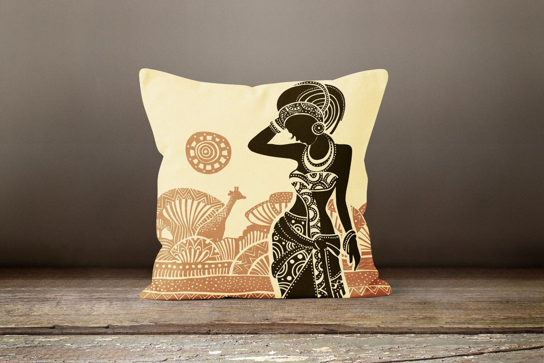 African Women Pillow Cover|Rustic Cushion Case|Decorative Cushion Cover|Ethnic Home Decor|Authentic Home Decor| Digital Print Cushion Cover