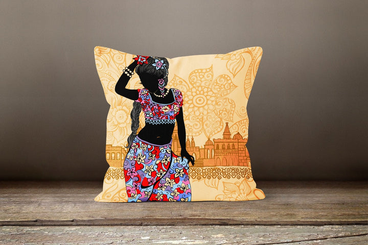 African Women Pillow Cover|Rustic Cushion Case|Decorative Cushion Cover|Ethnic Home Decor|Authentic Home Decor| Digital Print Cushion Cover