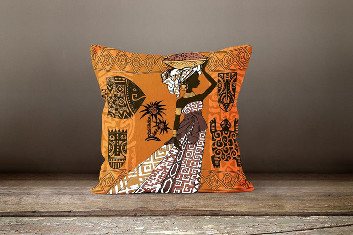 African Women Pillow Cover|Rustic Cushion Case|Decorative Cushion Cover|Ethnic Home Decor|Authentic Home Decor| Digital Print Cushion Cover