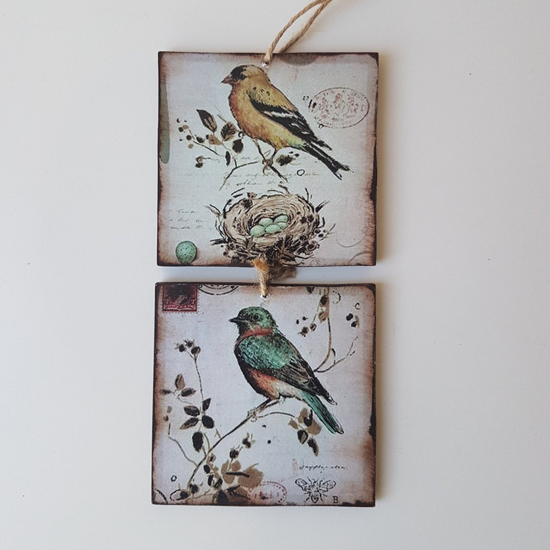 Set of 2 Birds Pictures|Wall Decor|Decorative Wall Hangings|Custom Modern Art|Decoupage|Wooden Art|Gift for Her|Housewarming Gift