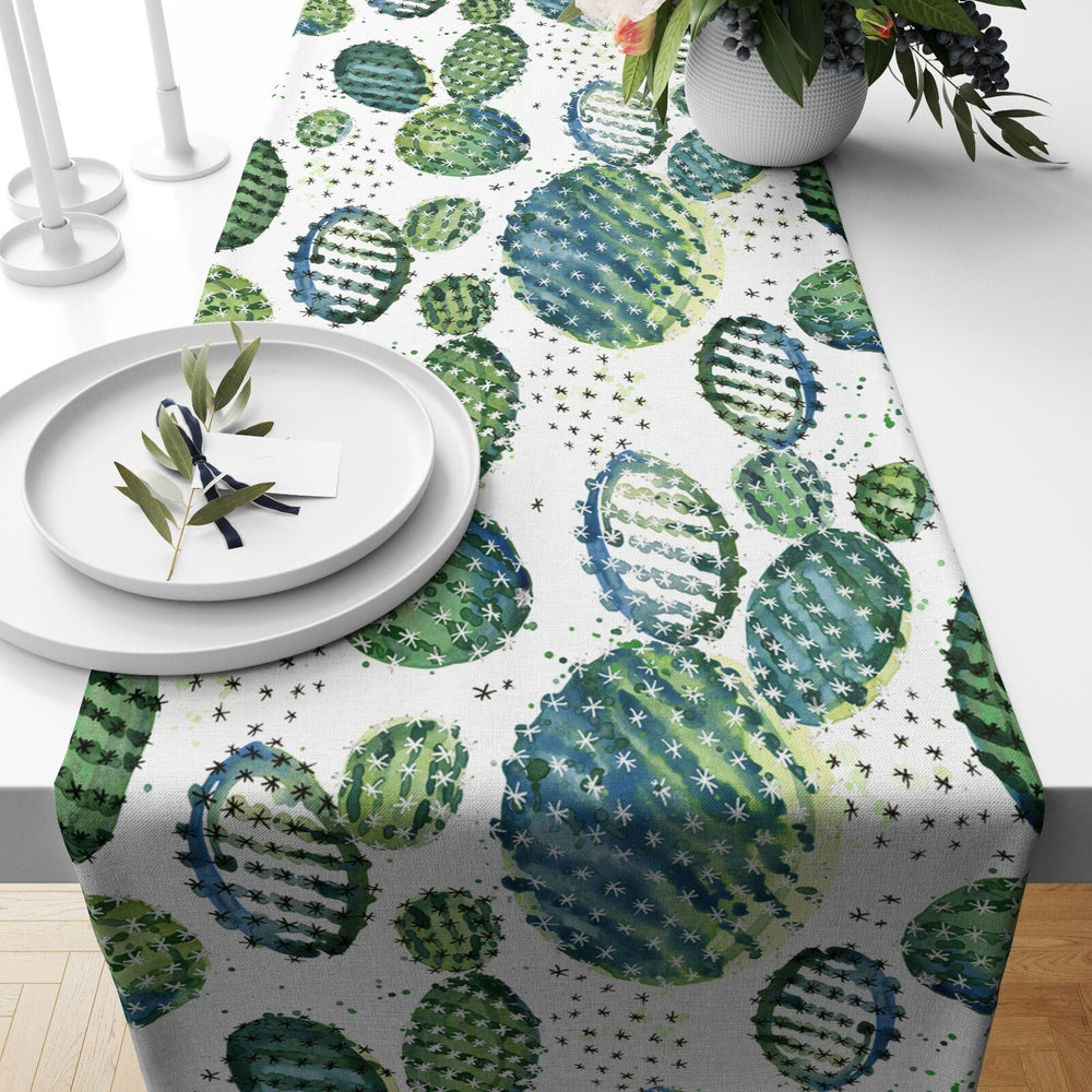 Cactus Table Runner|High Quality Cactus Table Runners|Succulent Home Decor|Farmhouse Tables|Green Cactus Decors|Colorful Cactus Tableclothes