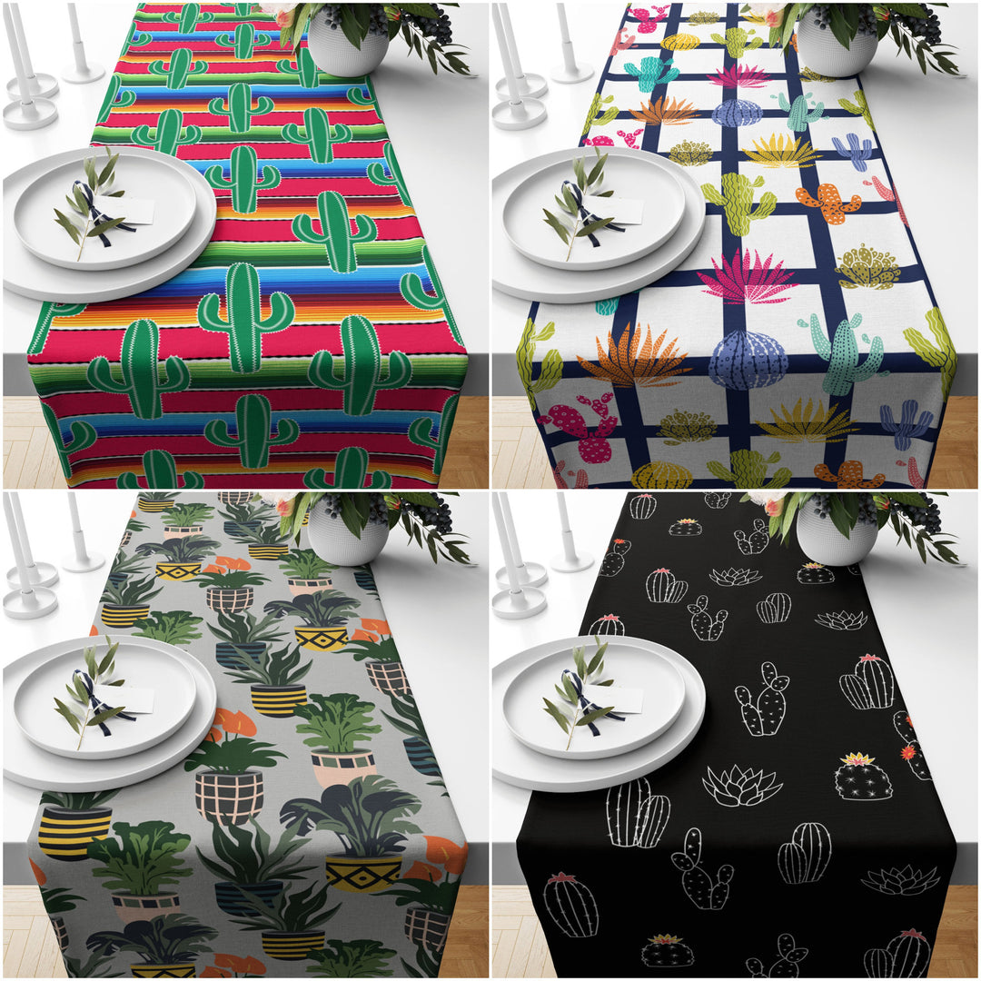 Cactus Table Runner|High Quality Cactus Table Runner|Succulent Home Decor|Farmhouse Table|Green Cactus Decor|Colorful Cactus Tablecloth