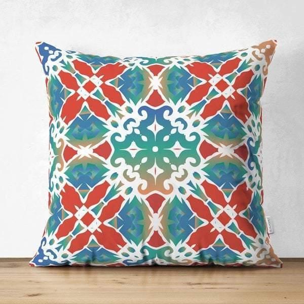 Tile Pattern Pillow Cover|Geometric Design Suede Pillow Case|Decorative Pillow Case |Rustic Home Decor|Farmhouse Style Authentic Pillow Case