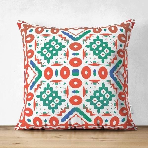 Tile Pattern Pillow Cover|Geometric Design Suede Pillow Case|Decorative Pillow Case |Rustic Home Decor|Farmhouse Style Authentic Pillow Case