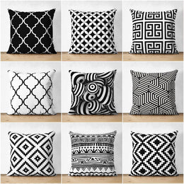 ECZJNT Set of 4 Pillow Cases Geometric Memphis Lines Squares Shape Abstract  for Silk Scarf Pattern Throw Pillowcase Cover Cushion Case Home Decor 16x16  inch 