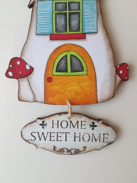 Mushroom House Home Sweet Home Sign|Wall Decor|Decorative Wall Hangings|Home Sweet Home|Custom Modern Printing|Wall Art|Housewarming Gift