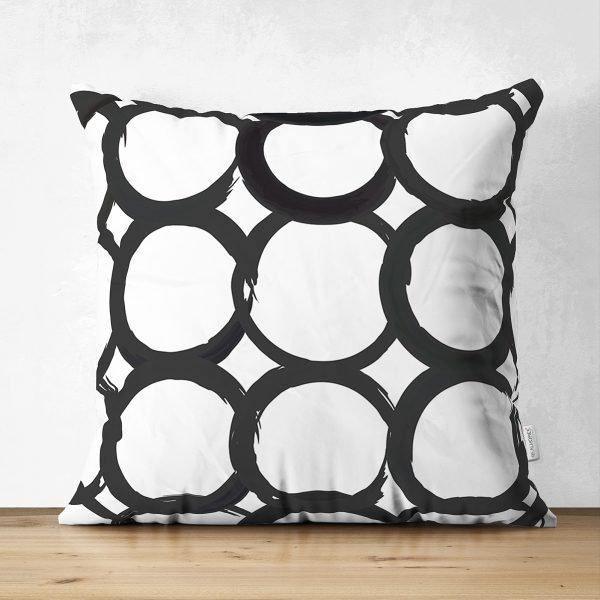 Black & White Geometric Pillow Cover|Psychedelic Suede Cushion Cover|Decorative Pillow Case|Rustic Home Decor|Bohemian Style Pillow Case