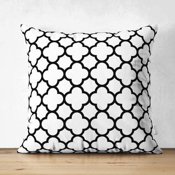 Black & White Geometric Pillow Cover|Psychedelic Suede Cushion Cover|Decorative Pillow Case|Rustic Home Decor|Bohemian Style Pillow Case