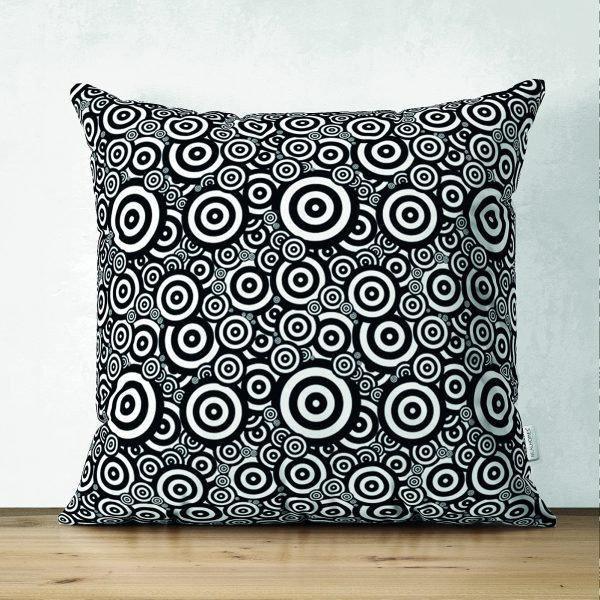 Black & White Geometric Pillow Cover|Psychedelic Suede Cushion Cover|Decorative Pillow Case|Rustic Home Decor|Bohemian Style Pillow Case